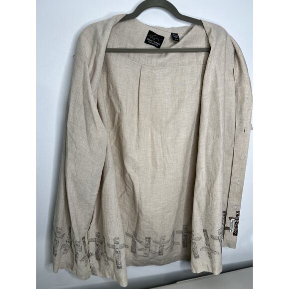 Greg Norman Collection Men's Button Down Tiki Linen Shirt Tan Brown Size XL - Picture 6 of 9